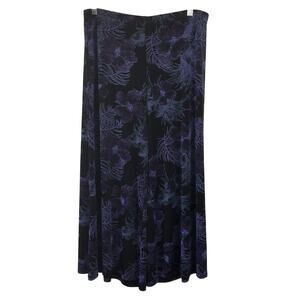 Renaissance Pants Women XL Wide Leg Stretchy Elastic Waist Hibiscus